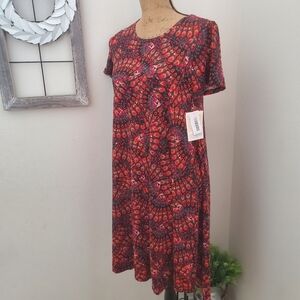 LulaRoe Red Tones High Low Carly Swing Dress Women's Size XS *